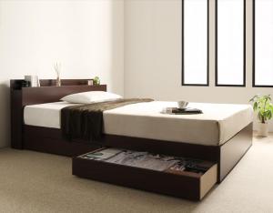 セミダブルベッド 棚・コンセント付き収納ベッド スタンダードボンネルコイルマットレス付き セミダブル スタンダードボンネルコイルマットレス付き セミダブル 送料無料の通販は