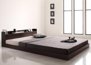 セミダブルベッド 棚・コンセント付きフロアベッド プレミアムポケットコイルマットレス付き セミダブル プレミアムポケットコイルマットレス付き セミダブル 送料無料の通販は