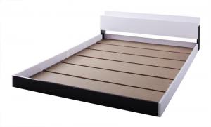 ダブルベッド 単品 モノトーンバイカラーデザイン棚・コンセント付きフロアベッド ベッドフレームのみ ダブル ベッドフレームのみ ダブル 送料無料の通販は