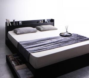 ブラック ホワイトマットレス スタンダードボンネルコイルマットレス付き セミダブル 高級感のある　モダンデザインレザーフロアベッド GIRA SENCE ギラセンス 組立設置付き 棚・コンセント付収納ベッド Milliald ミリアルド