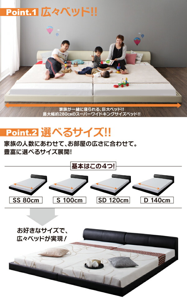 ワイドキングベッド マットレス付き ローベッド 親子ベッド 安い おすすめ ワイドキングサイズ プレミアムボンネルコイルマットレス付き ワイドK220 040110056 すのこベッド ワイドキング280〔フランスベッドマルチラススーパー
