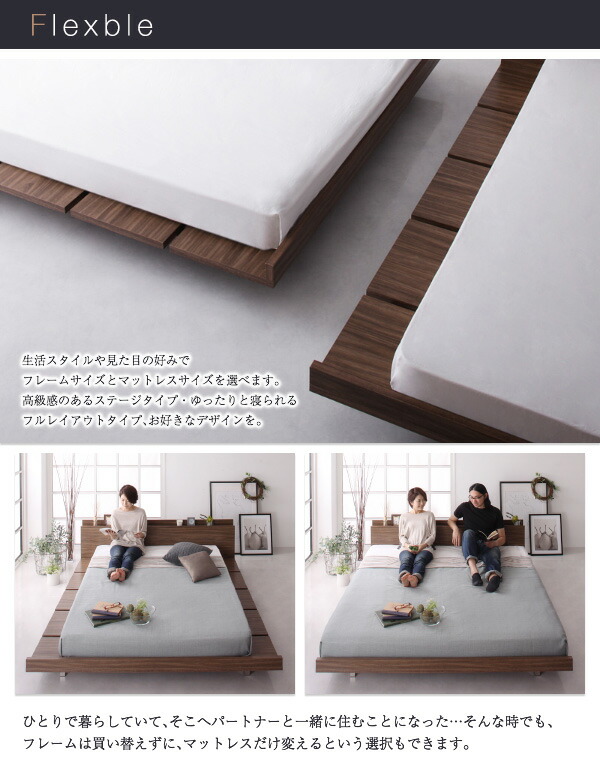 ダブルベッド モダンデザインローベッド 国産カバーポケットコイルマットレス付き ナローステージ ダブル フレーム幅160 国産カバーポケットコイルマットレス付き ナローステージ ダブル フレーム幅160 送料無料の通販は