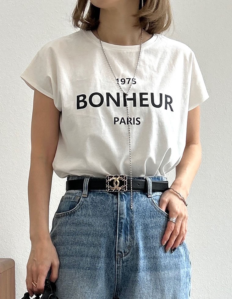 接触冷感フロントロゴフレンチスリーブTシャツ