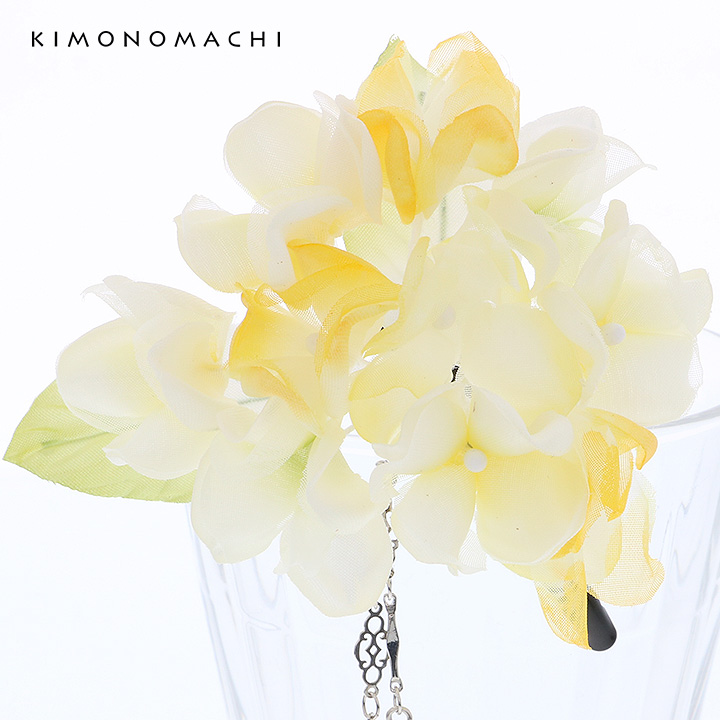 髪飾り03:紫陽花クリップイエロー
