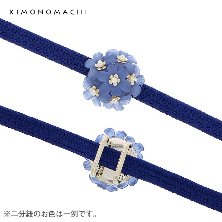 帯留め05:紫陽花ネイビー