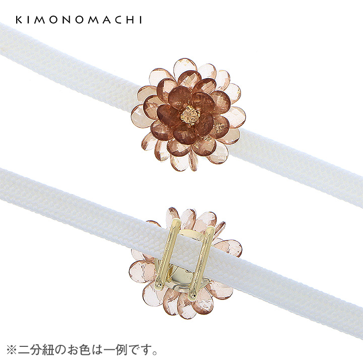 帯留め10:クリア花ブラウン