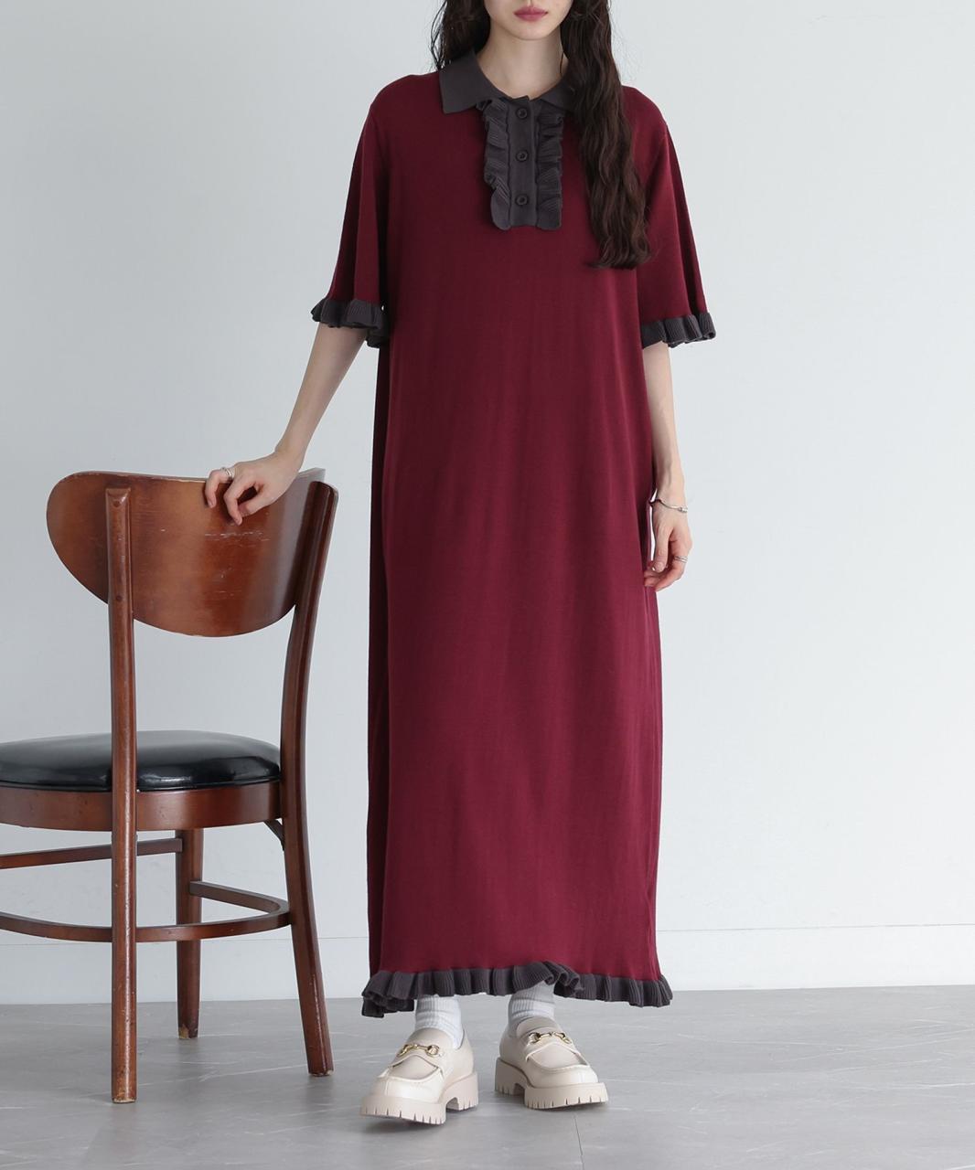 somari imagination配色ニットポロワンピース