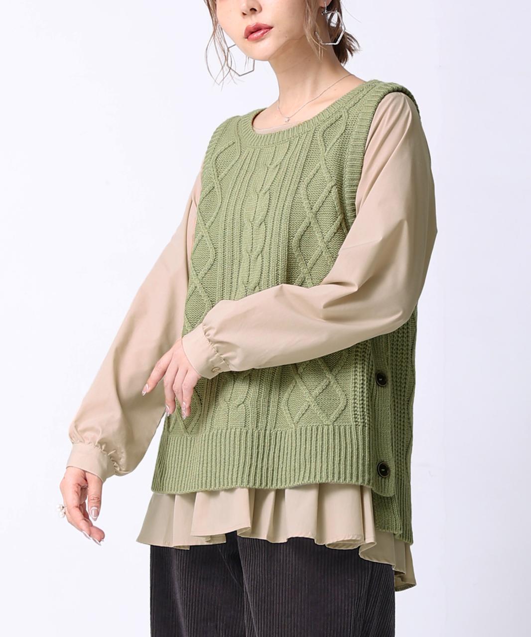 n'OrLABELニットベスト×ブラウスセット