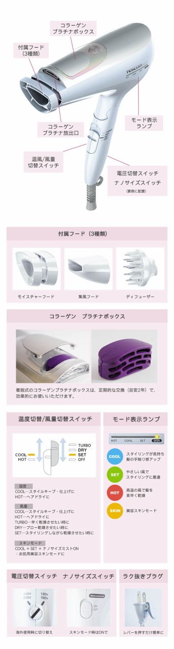 テスコム コラーゲンイオンヘアードライヤー 商品詳細