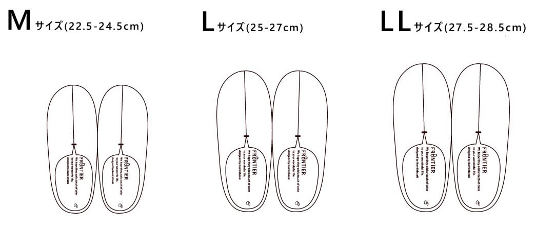 M(22.5-24.5cm)、L(25.0-27.0cm)、LL(27.5-28.5cm)の3サイズ