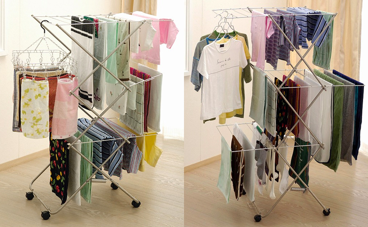 5人分が余裕で干せる大収納❣一度にたくさん干せて超便利♪❤多機能☆洗濯物干し 5人分が余裕で干せる大収納❣一度にたくさん干せて超便利♪❤多機能