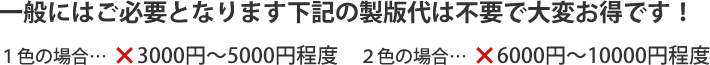 一般には必要となります下記の製版代は不要で大変お得です!