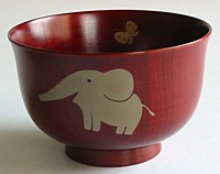 アニマル柄汁椀　桜　茜　(ぞうさん)【返品・交換・キャンセル不可】【逸品館】