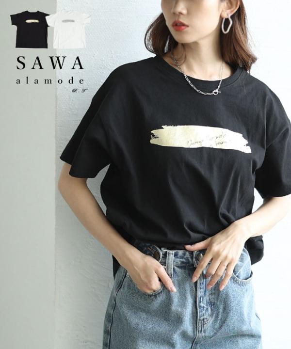ヴィンテージなペイント箔オーバーサイズTシャツ【7月5日20時販売新作】