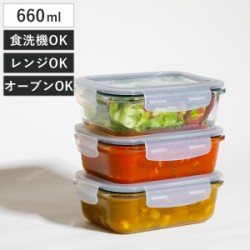 保存容器 660ml 耐熱ガラス保存容器3P レクタングル