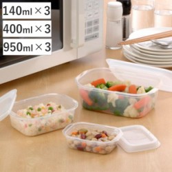 保存容器 S・M・L ３個ずつセット 角型 楽ちんパック 電子レンジ対応 冷凍保存 樹脂製