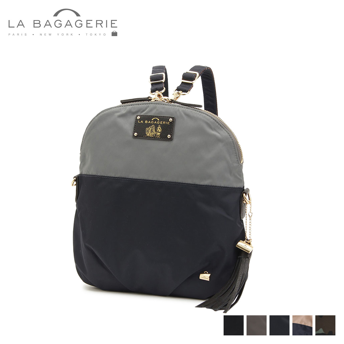 ���o�K�W�F���[ LA BAGAGERIE �o�b�O �����b�N �o�b�N�p�b�N �V�����_�[�o�b�O ���f�B�[�X ���� 2WAY POSE �u���b�N �O���[ �x�[�W�� �J�� �� B61-01-11