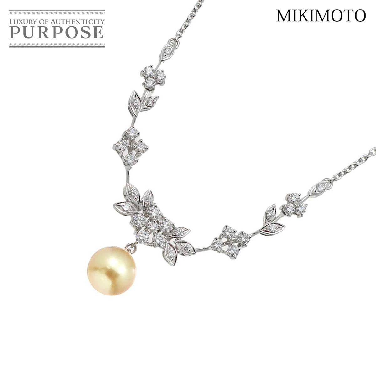 yVilz ~Lg MIKIMOTO ^ 9.0mm _C 0.90ct lbNX 45cm K18 WG zCgS[h 750 p[ tւ `[t Pearl NecklaceyÁz