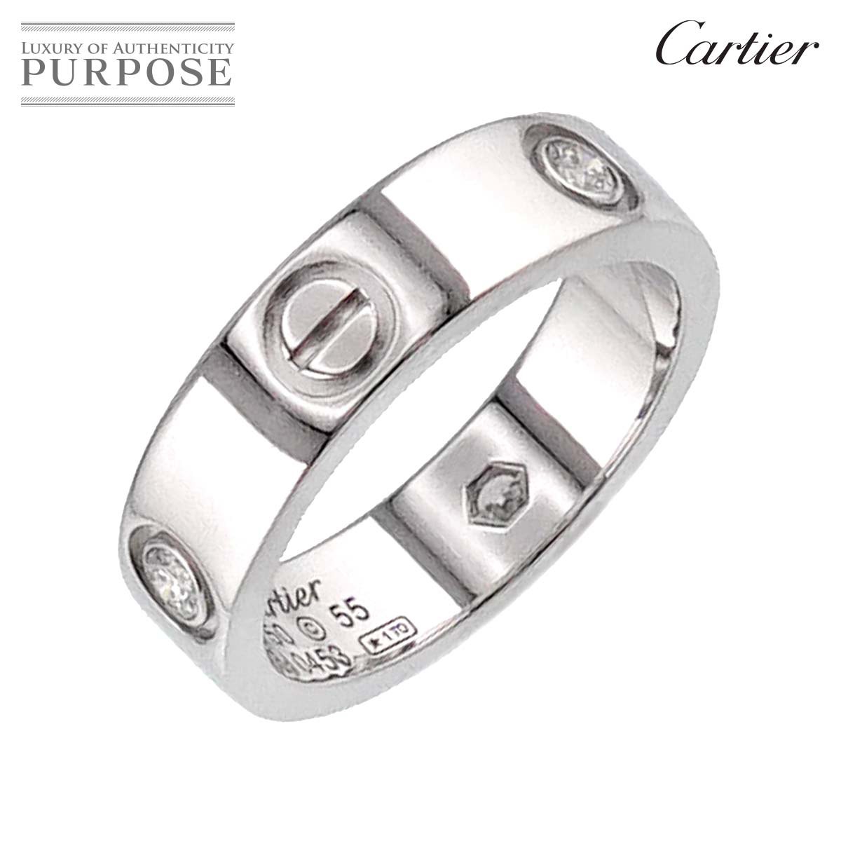 yVilz JeBG Cartier u #55 O n[t _C 3P 18K WG zCgS[h 750 w LOVE RingyÁz