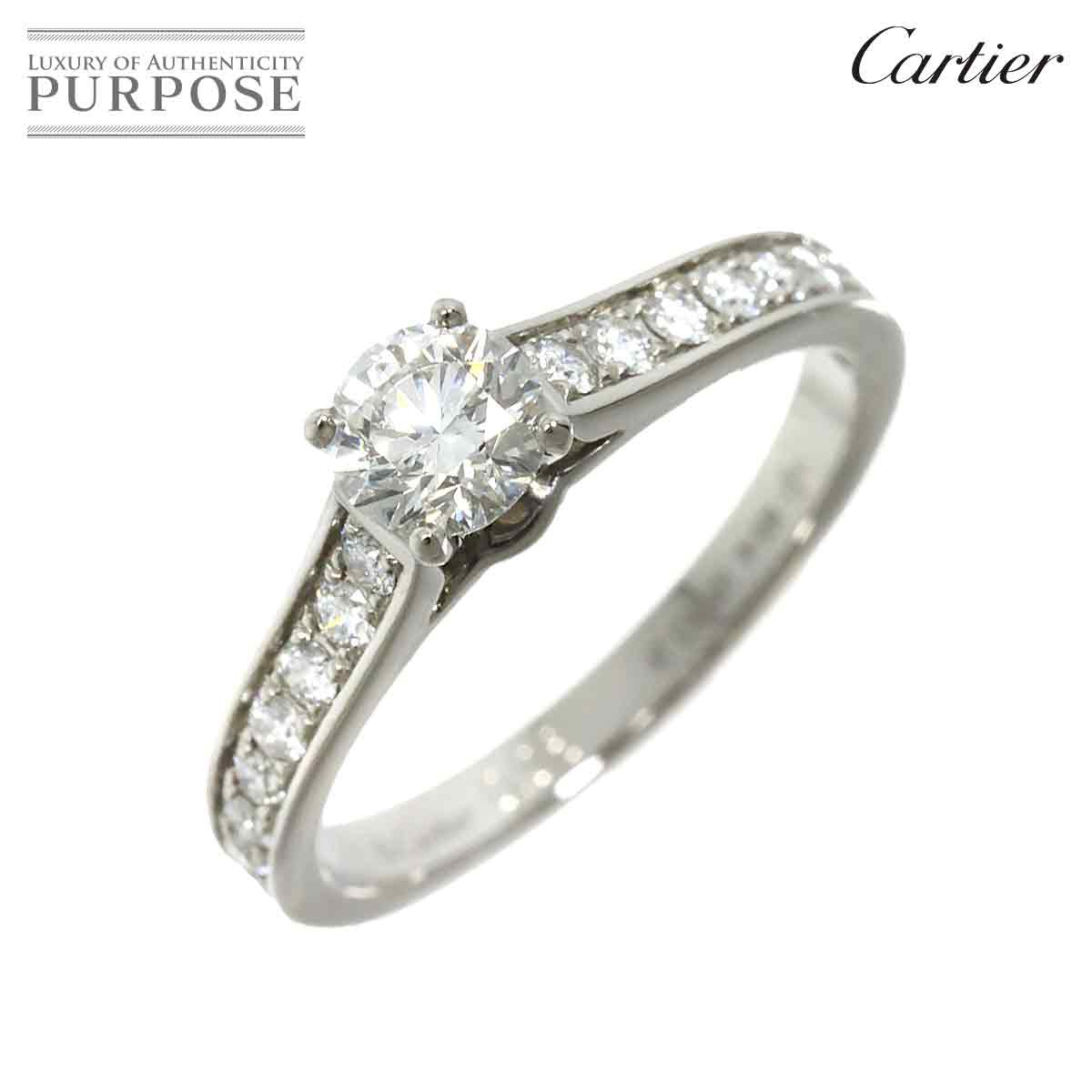 yVilz JeBG Cartier \e[ _C 0.36ct G/VS2/3EX #47 O Pt v`i w Solitaire RingyؖEӕʏtzyÁz