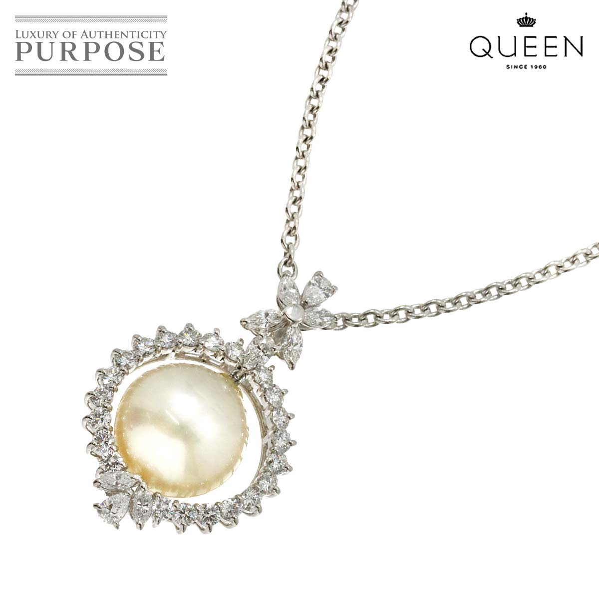 yVilz NC[ Queen ^ 15.1mm _C 2.46ct lbNX 40cm Pt v`i South Sea pearl NecklaceyÁz