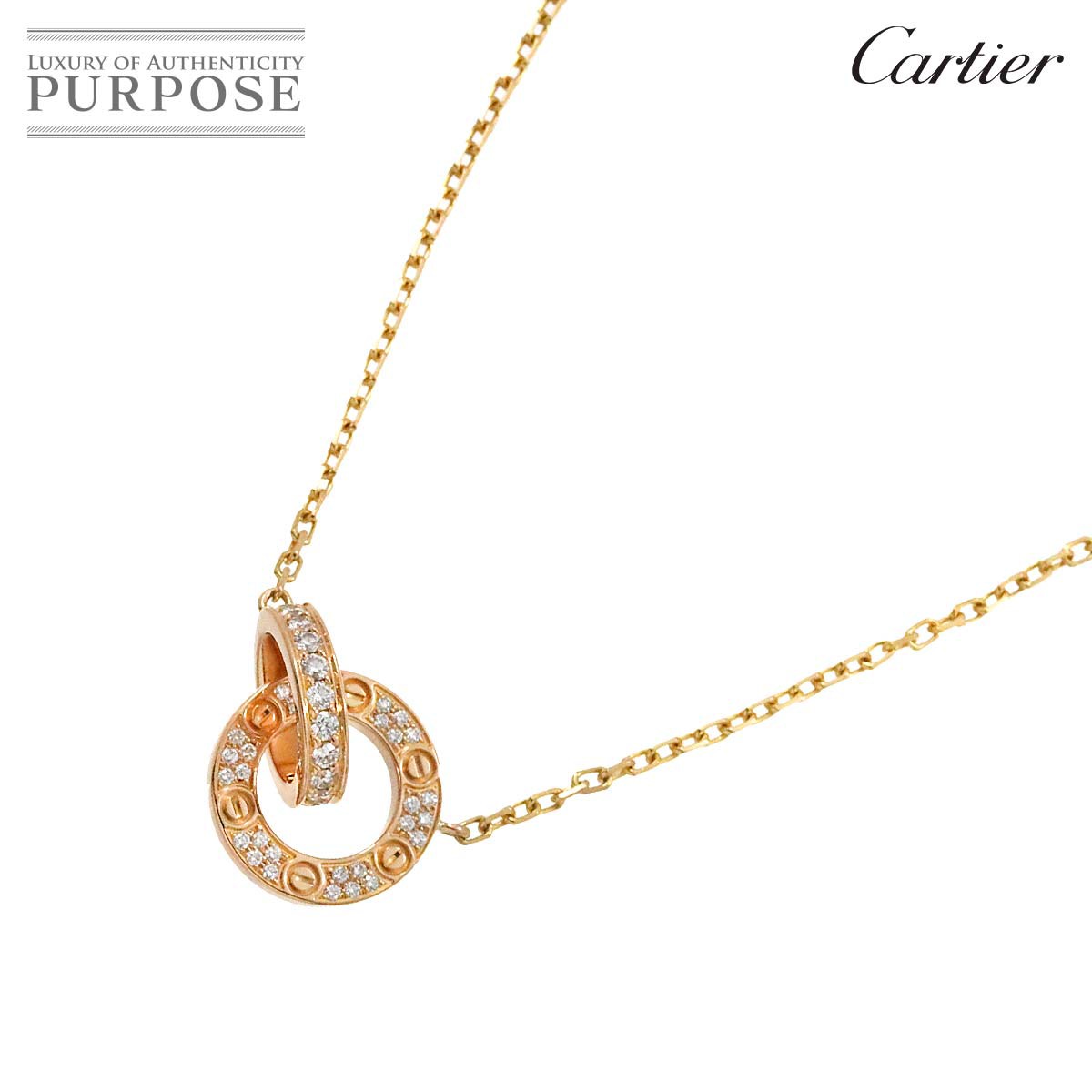 yVilz JeBG Cartier u lbNX 41cm pF_C K18 PG sNS[h 750 Love NecklaceyؖtzyÁz