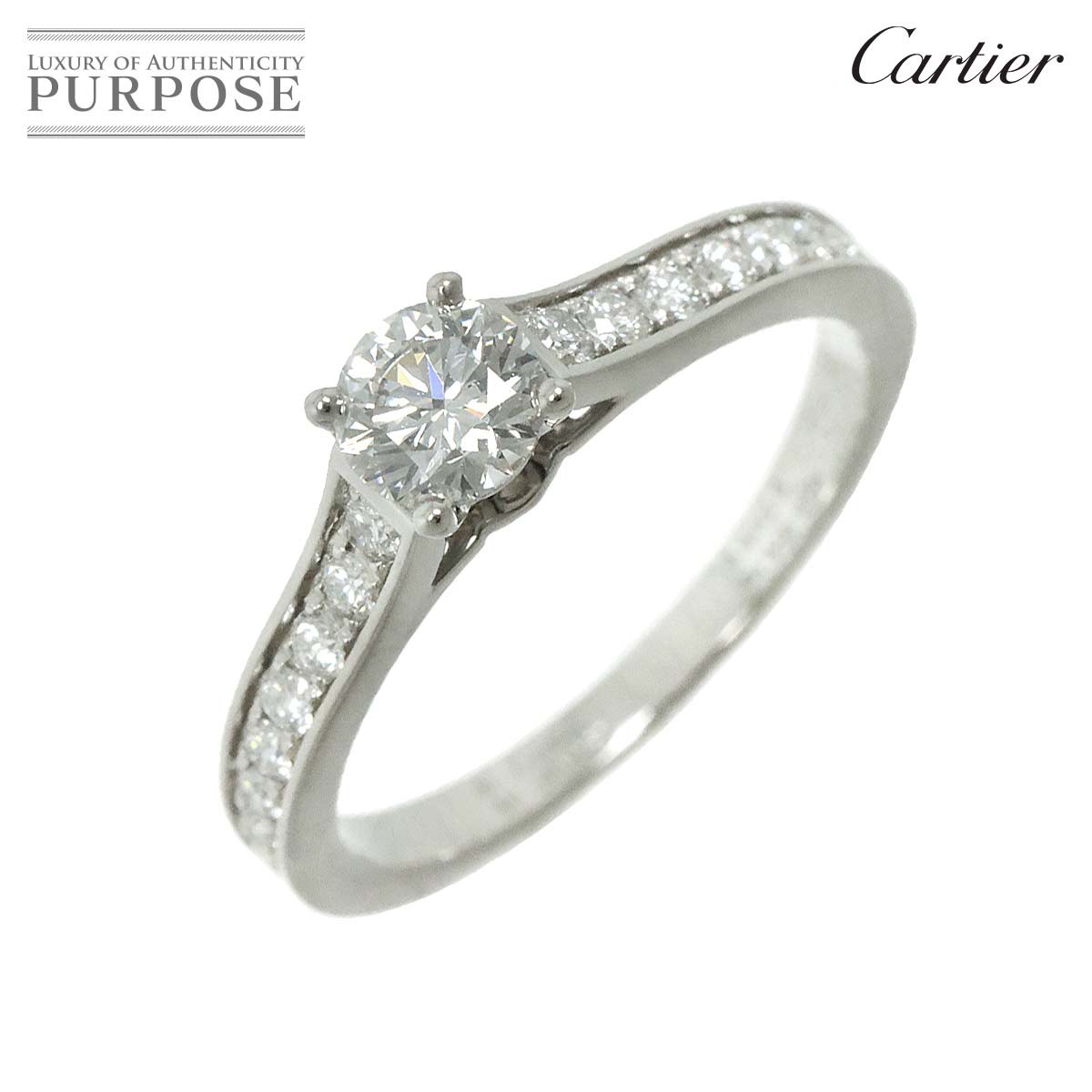 yVilz JeBG Cartier \e[ _C 0.42ct G/VVS2/3EX #51 O Pt v`i w Solitaire RingyؖEӒ菑tzyÁz