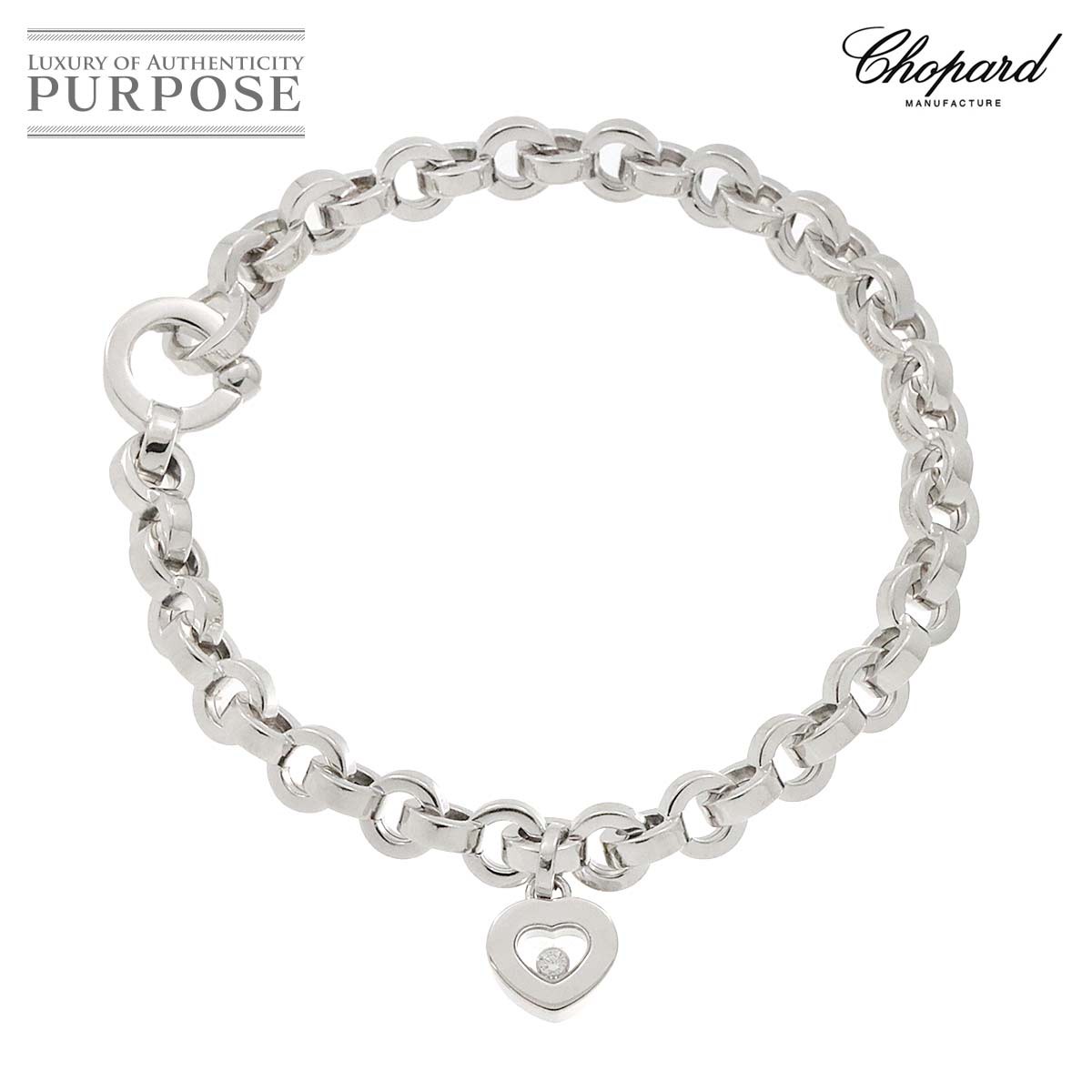 yVilz Vp[ Chopard nbs[ _C uXbg 17.5cm K18 WG zCgS[h 750 Happy Diamond Heart BraceletyÁz