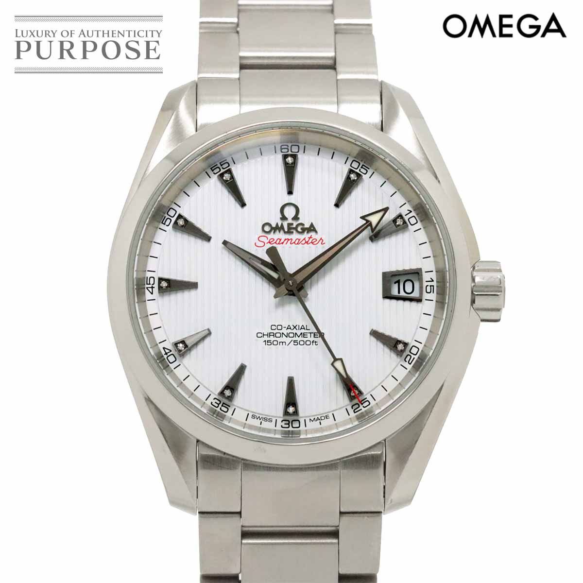 【新品仕上げ 済み】 オメガ OMEGA シーマスター アクアテラ コーアクシャル 231 10 39 21 54 001 メンズ 腕時計 11P ダイヤ デイト ホワイト 自動巻き Seamaster 【中古】