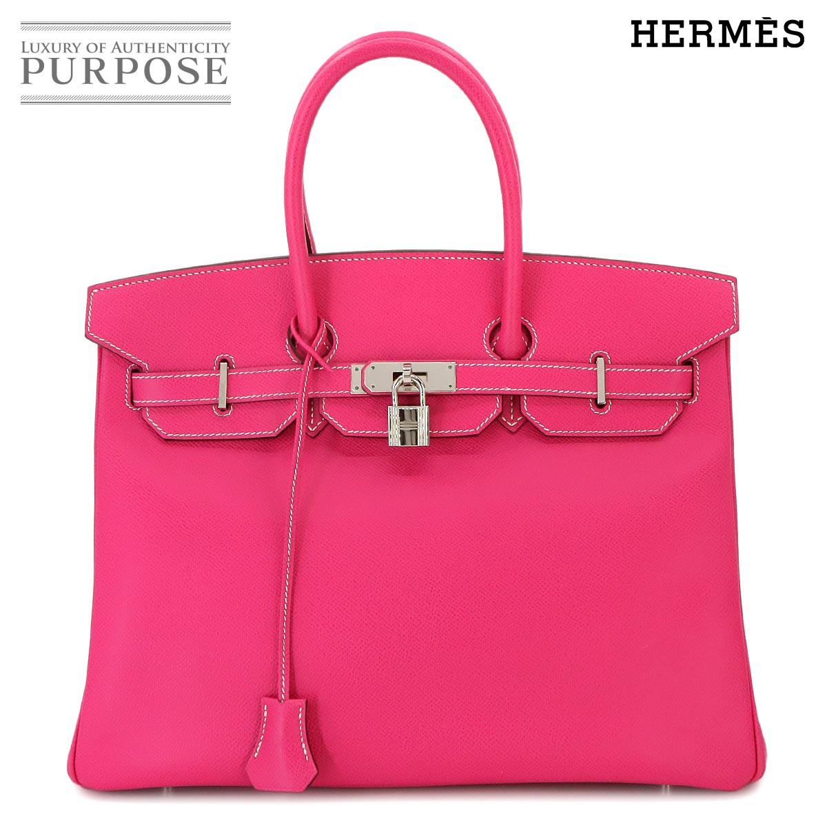 【未使用 展示品】 エルメス HERMES キャンディ バーキン35 ハンド バッグ エプソン ローズティリアン ルビー □O刻印 シルバー 金具 Candy Birkin 35 【中古】