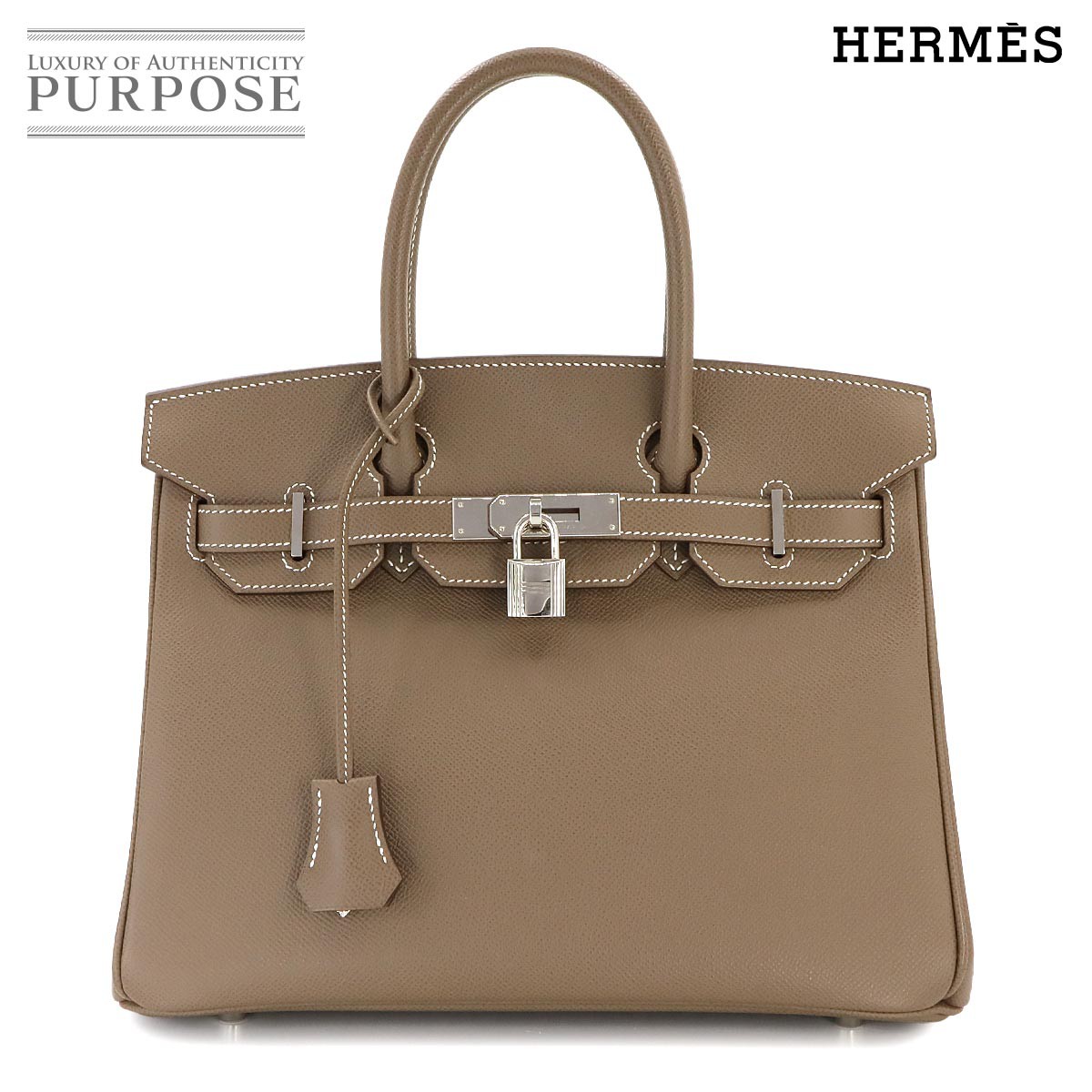 【新品同様】 エルメス HERMES バーキン30 ハンド バッグ エプソン エトゥープ U刻印 シルバー 金具 Birkin 30 【中古】