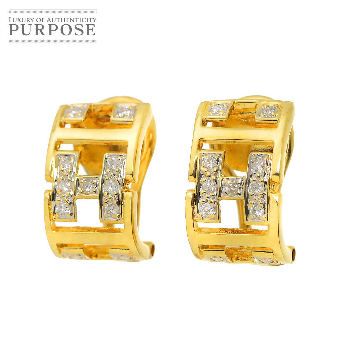 yVidグz _C 0.12ct/0.12ct sAX K18 YG CG[S[h 750 Diamond Earrings Pierced yÁz
