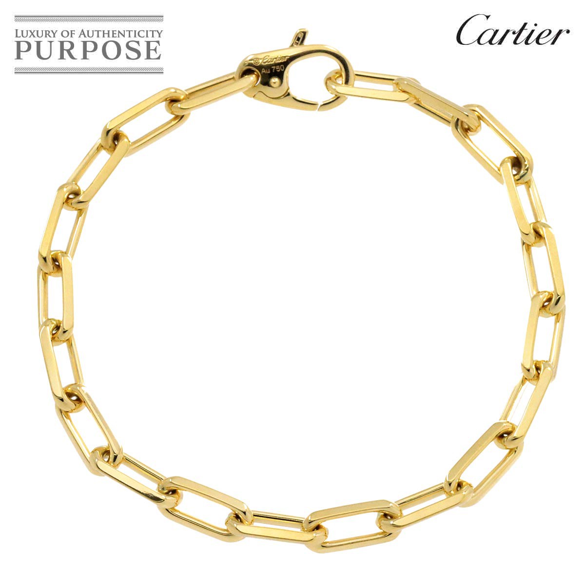yVilz JeBG Cartier TgX hD uXbg 18.5cm K18 YG CG[S[h 750 Santos BraceletyؖtzyÁz