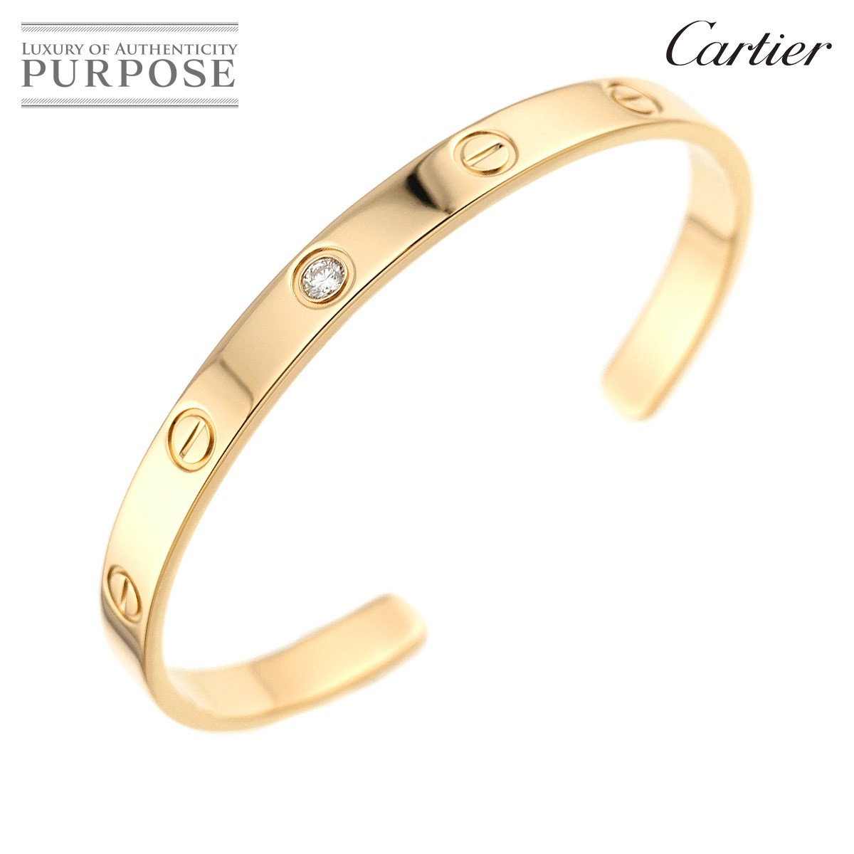 【新品同様】 カルティエ Cartier ラブ ブレス #18 オープン ダイヤ K18 YG イエローゴールド 750 ブレスレット バングル Love Bracelet【中古】