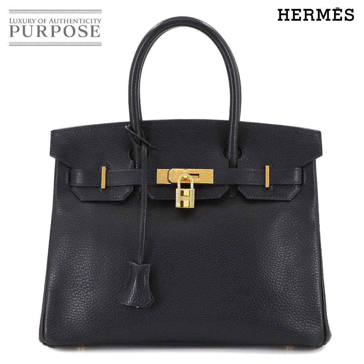 エルメス HERMES バーキン30 ハンド バッグ アルデンヌ ブラック □G刻印 ゴールド 金具 Birkin 30 【中古】