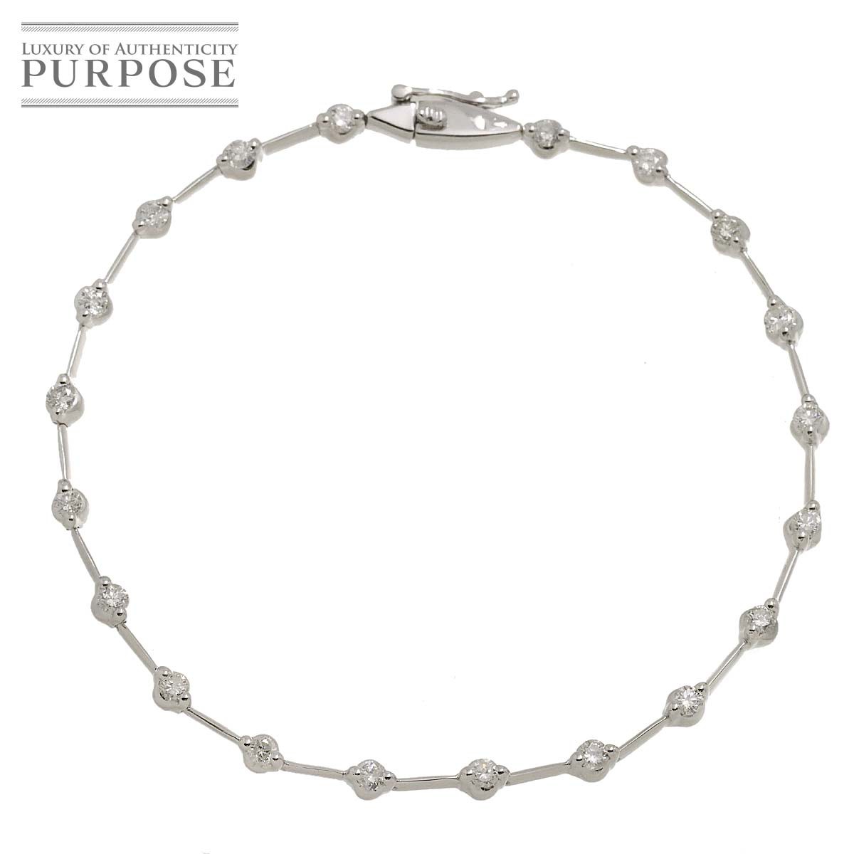 yVilz _C 1.00ct K18 WG uXbg 17.5cm zCgS[h 750 Diamond Bracelet yÁz