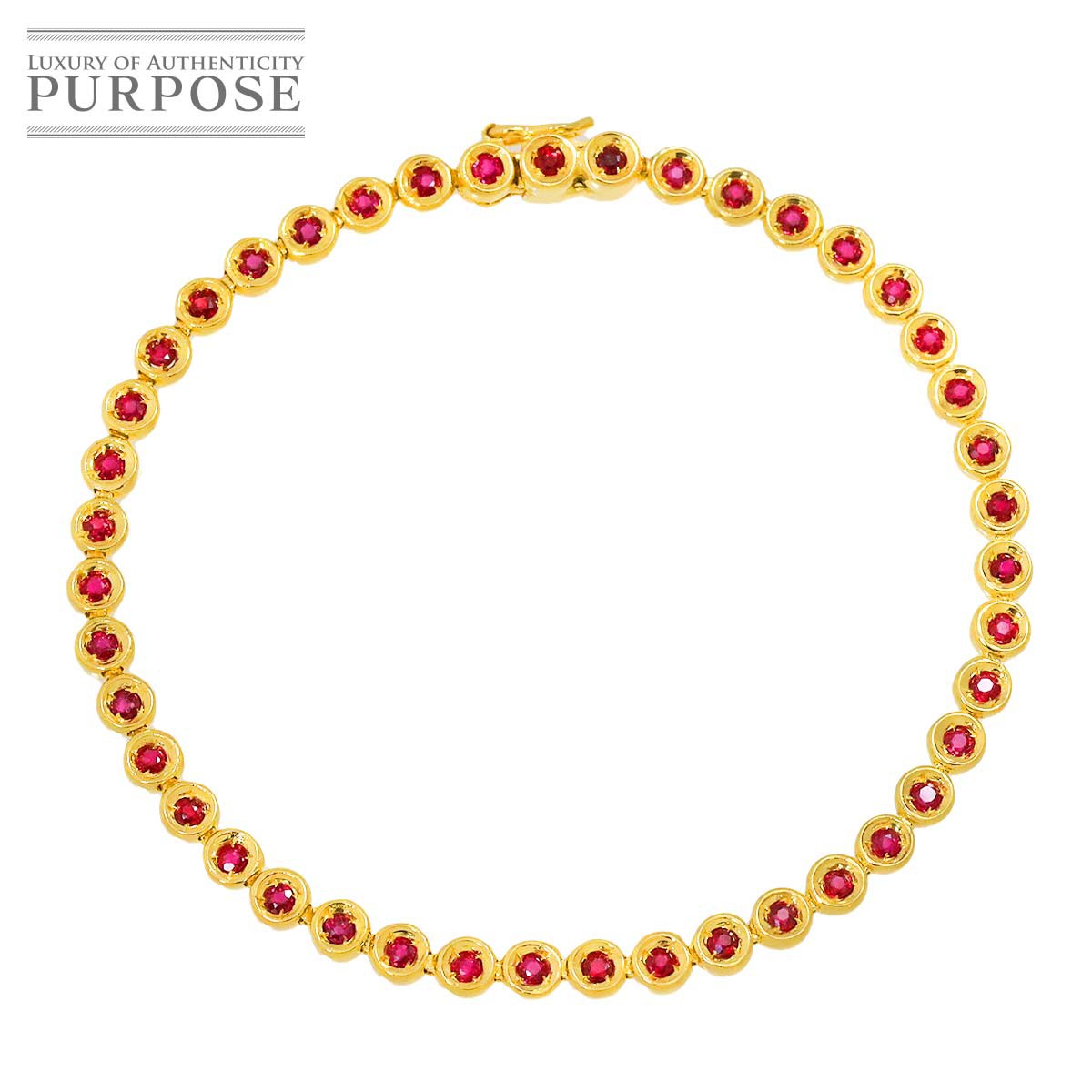 yVidグz r[ K18 YG uXbg 16.5cm CG[S[h 750 Ruby Bracelet yÁz