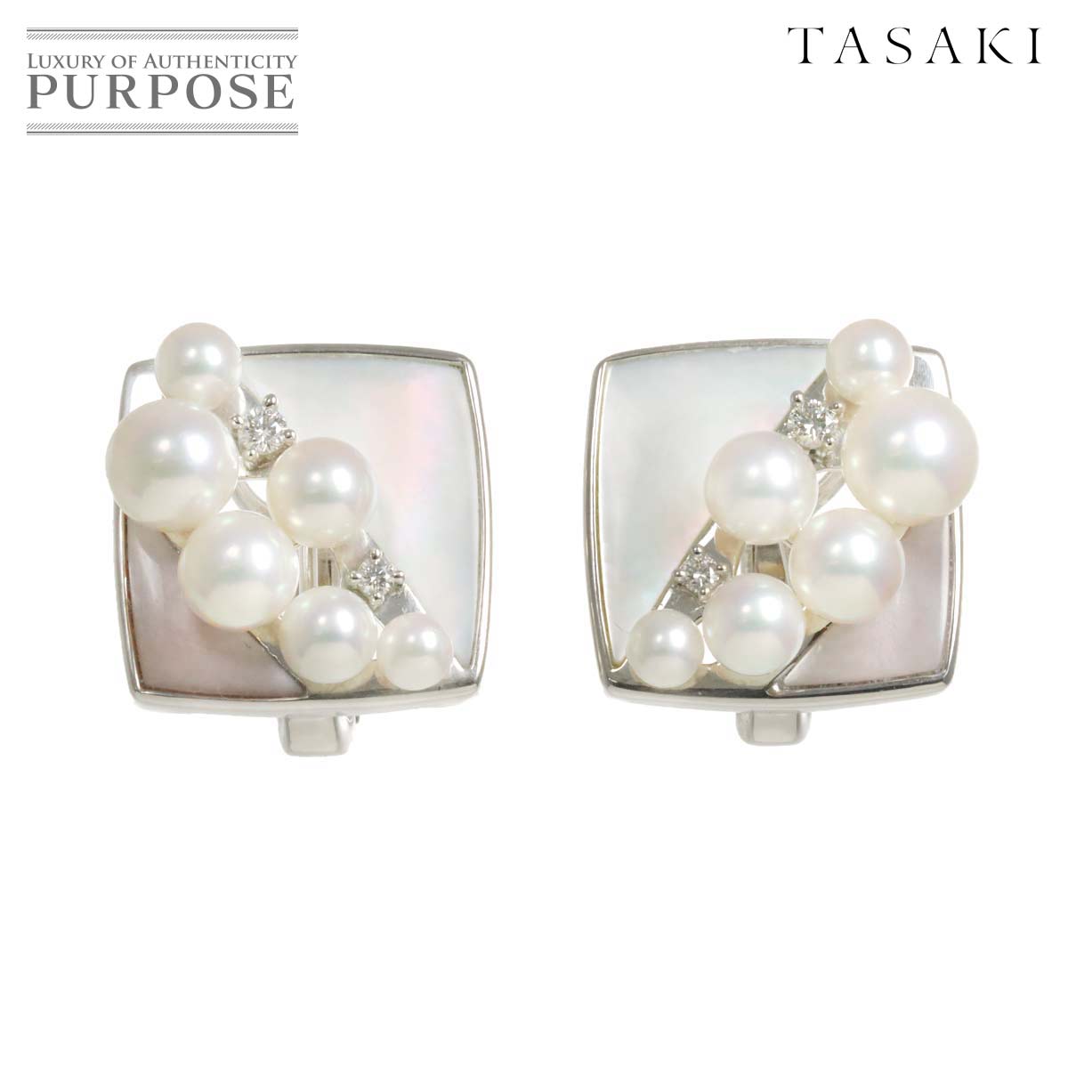 yVilz ^TL TASAKI AR^ 5.6-3.2mm _C 0.04ct/0.04ct VF CO sAX K18 WG zCgS[h 750 c^ Earrings PiercedyÁz