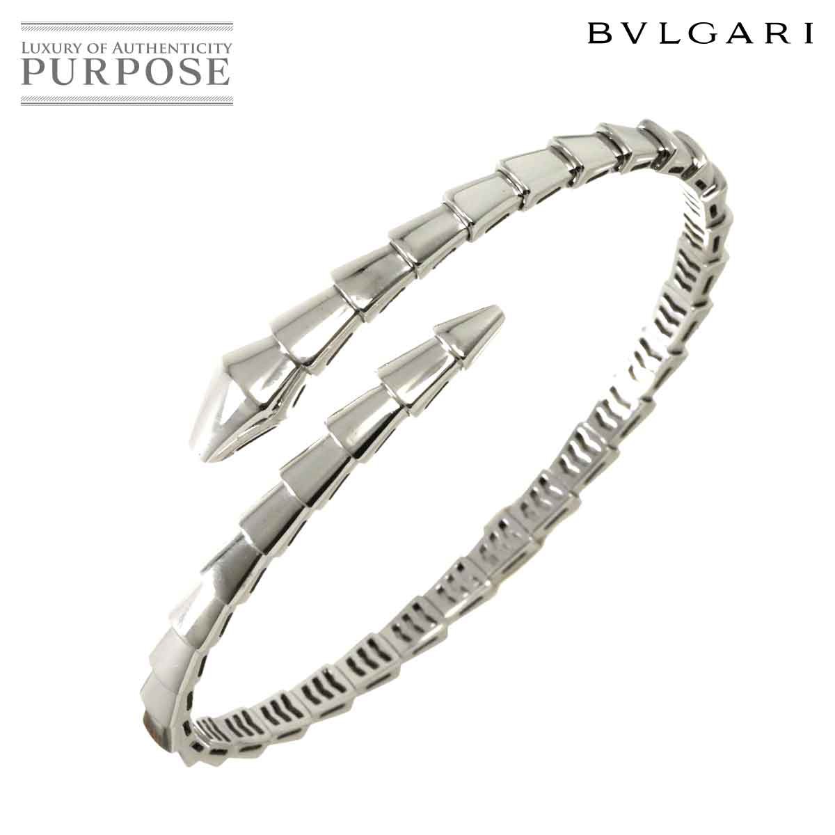【新品同様】 ブルガリ BVLGARI セルペンティ ヴァイパー ブレスレット #M K18 WG ホワイトゴールド 750 バングル Bracelet【証明書付き】【中古】