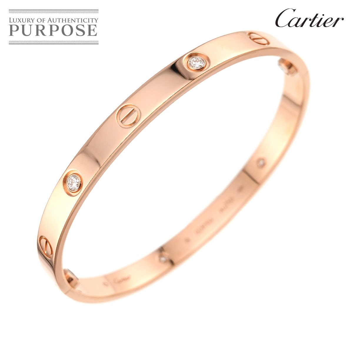【新品同様】 カルティエ Cartier ラブ ブレス #18 ハーフ ダイヤ 4P K18 PG ピンクゴールド 750 ブレスレット バングル Love Bracelet【証明書付き】【中古】
