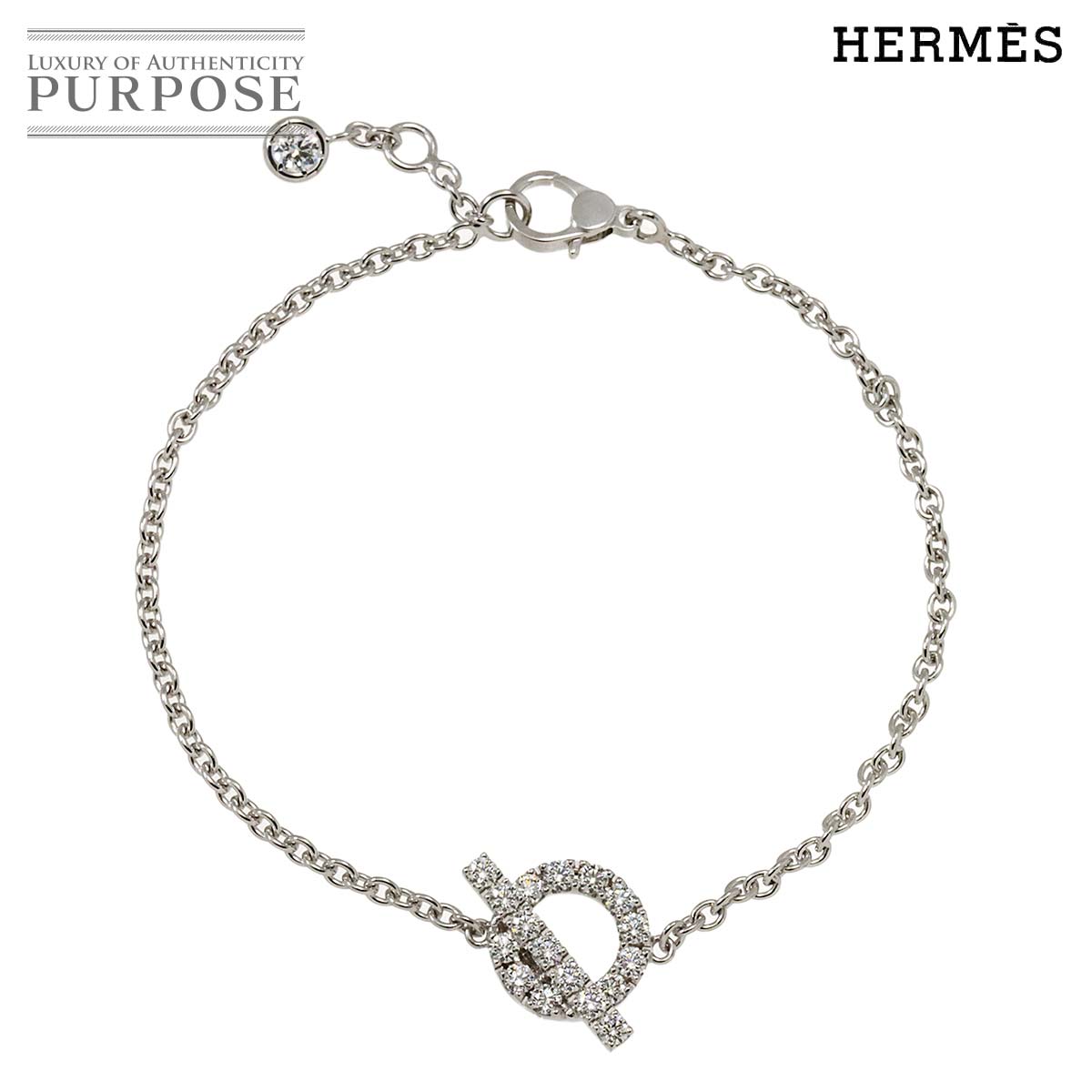 yVilz GX HERMES tBlX _C uXbg ST 16.5cm K18 WG zCgS[h 750 Diamond BraceletyؖtzyÁz