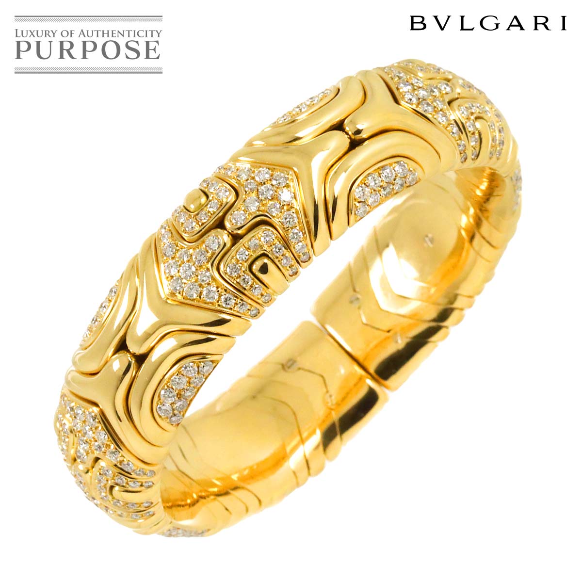 yVilz uK BVLGARI AxA[ _C oO 107g 15cm K18 YG CG[S[h 750 uXbg Diamond Bangles Bracelet