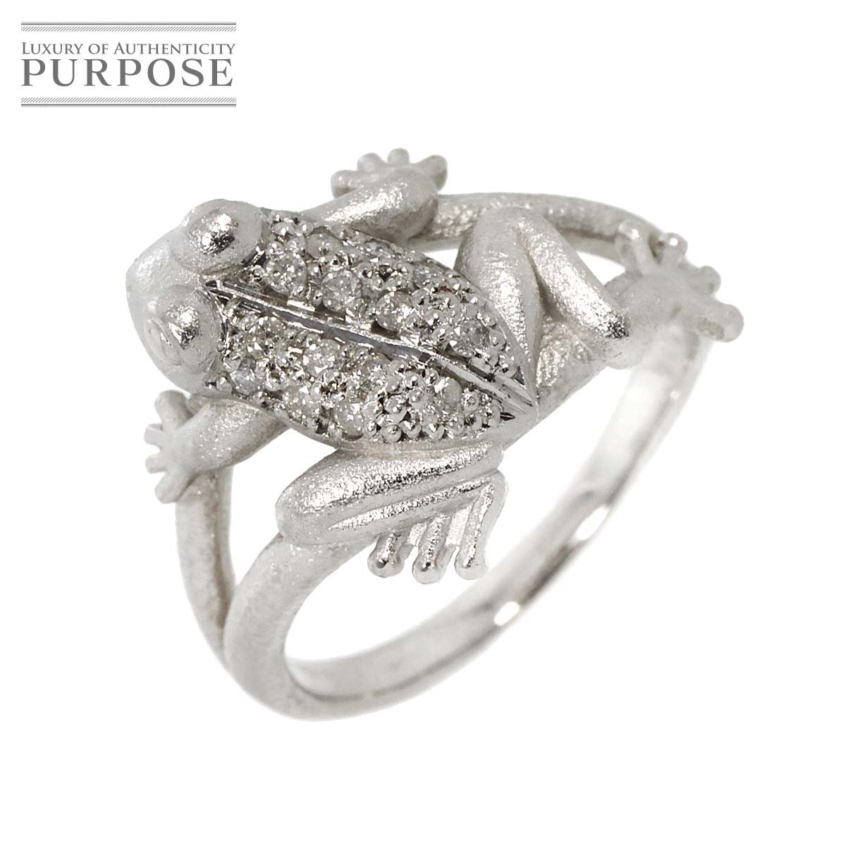 【新品仕上げ】 リング 11.5号 ダイヤ 0.14ct K18 WG ホワイトゴールド 750 指輪 Diamond Ring 【中古】