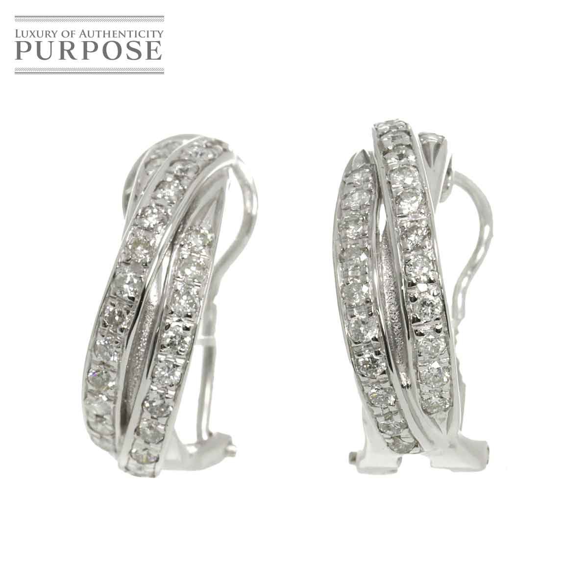 【新品仕上げ】 ダイヤ 0.34ct/0.34ct 0.25ct/0.25ct K18 WG イヤリング ピアス ホワイトゴールド 750 Diamond Earrings Clip-on 【中古】