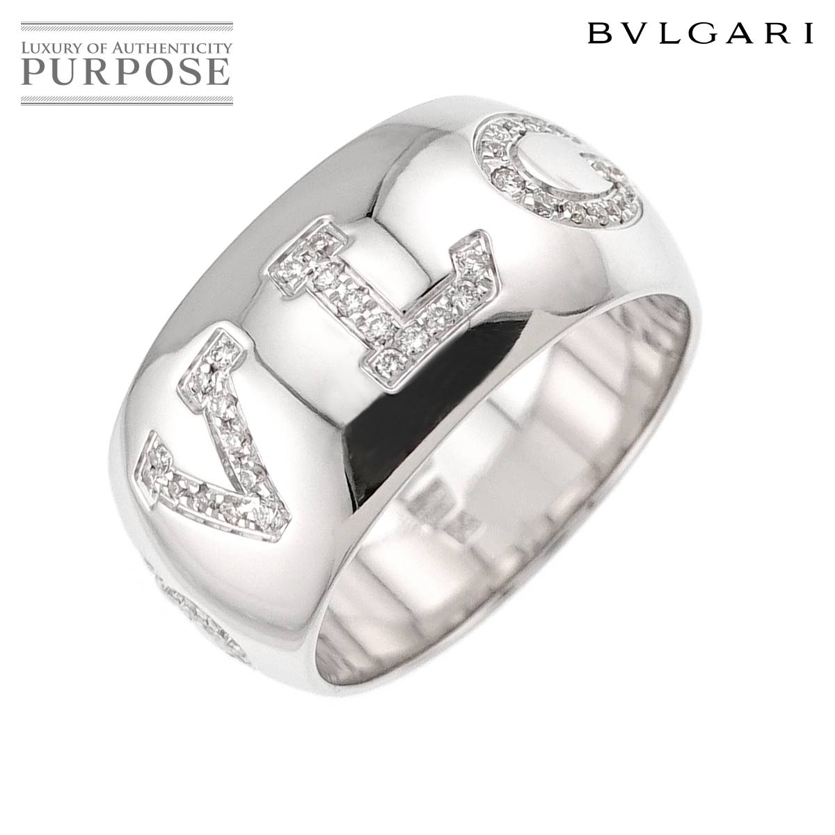 【新品同様】 ブルガリ BVLGARI モノロゴ #54 リング ダイヤ K18 WG ホワイトゴールド 750 指輪 Diamond Ring【中古】