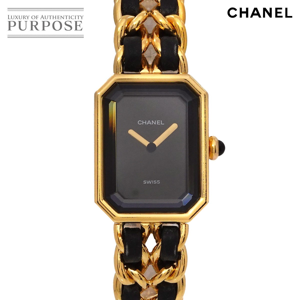 シャネル CHANEL プルミエール Mサイズ H0001 ヴィンテージ レディース 腕時計 ブラック ゴールド クォーツ ウォッチ Premiere 【中古】