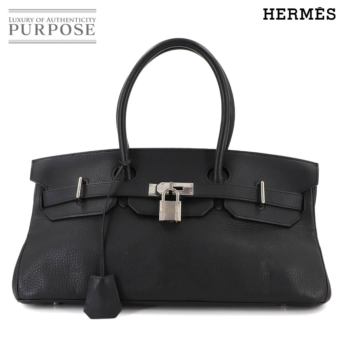 エルメス HERMES ショルダー バーキン 42 トリヨンクレマンス ブラック ハンド バッグ □J刻印 シルバー 金具 Shoulder Birkin 42 【中古】