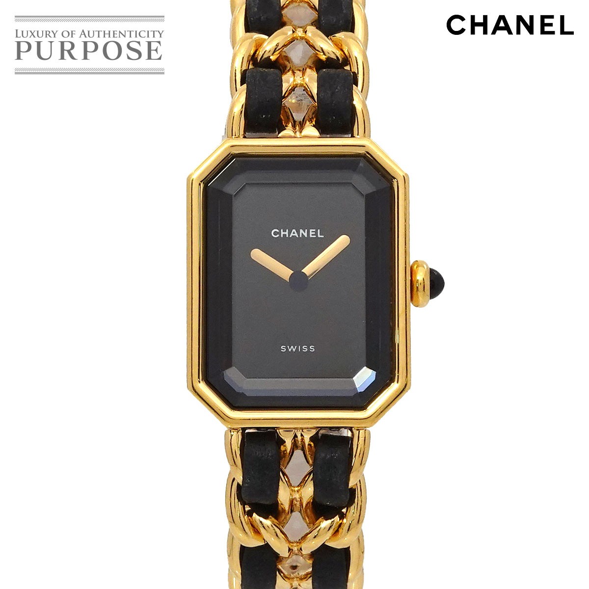 シャネル CHANEL プルミエール Mサイズ H0001 ヴィンテージ レディース 腕時計 ブラック ゴールド クォーツ ウォッチ Premiere 【中古】
