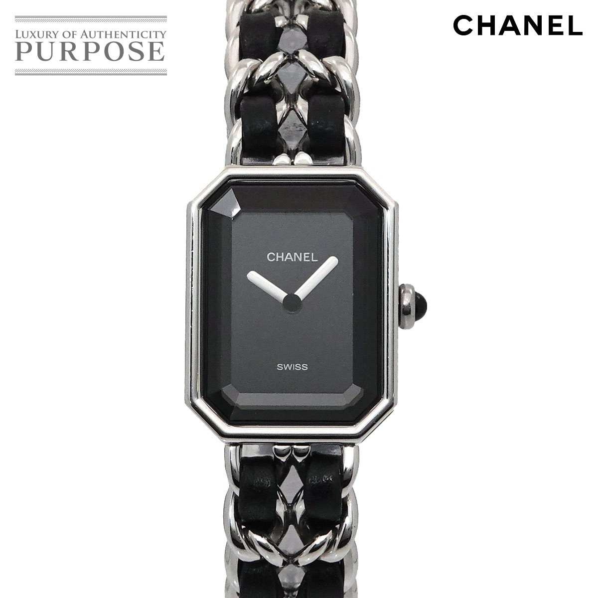 シャネル CHANEL プルミエール Mサイズ H0451 ヴィンテージ レディース 腕時計 ブラック シルバー クォーツ ウォッチ Premiere 【中古】