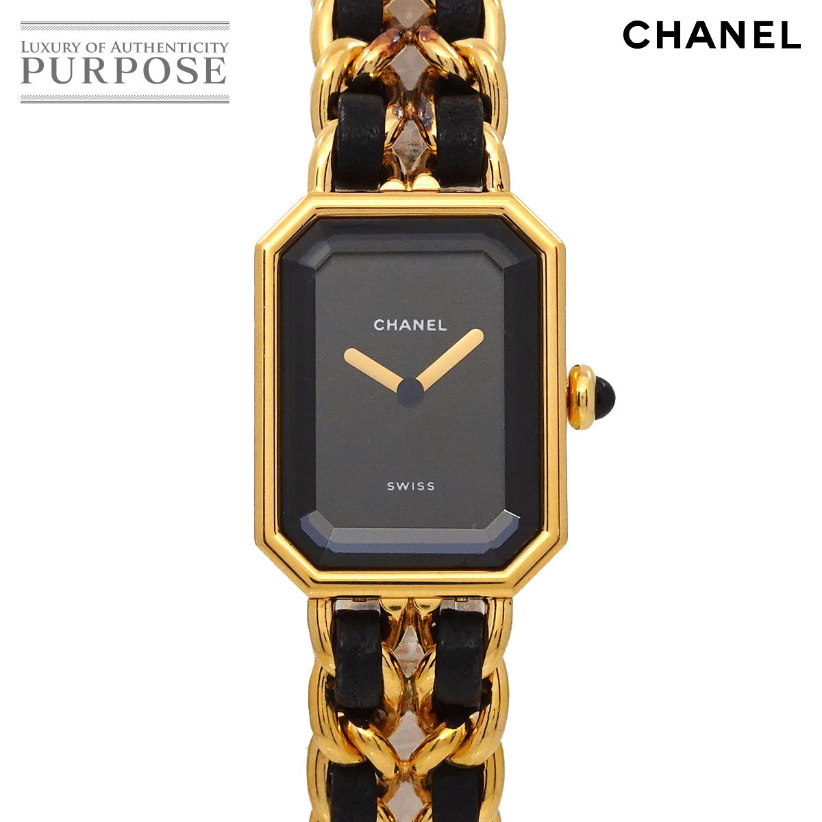 シャネル CHANEL プルミエール XLサイズ H0001 ヴィンテージ レディース 腕時計 ブラック ゴールド クォーツ ウォッチ Premiere 【中古】